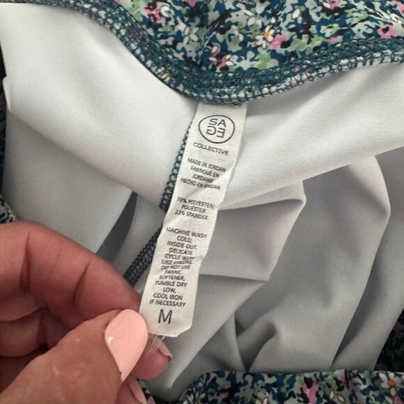 Sage Collective Floral Multicolor Active Biker Shorts M - Picture 4 of 4